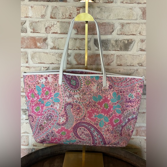 Etro Handbags - ETRO MILANO Pink Paisley Canvas Shoulder Tote Bag
